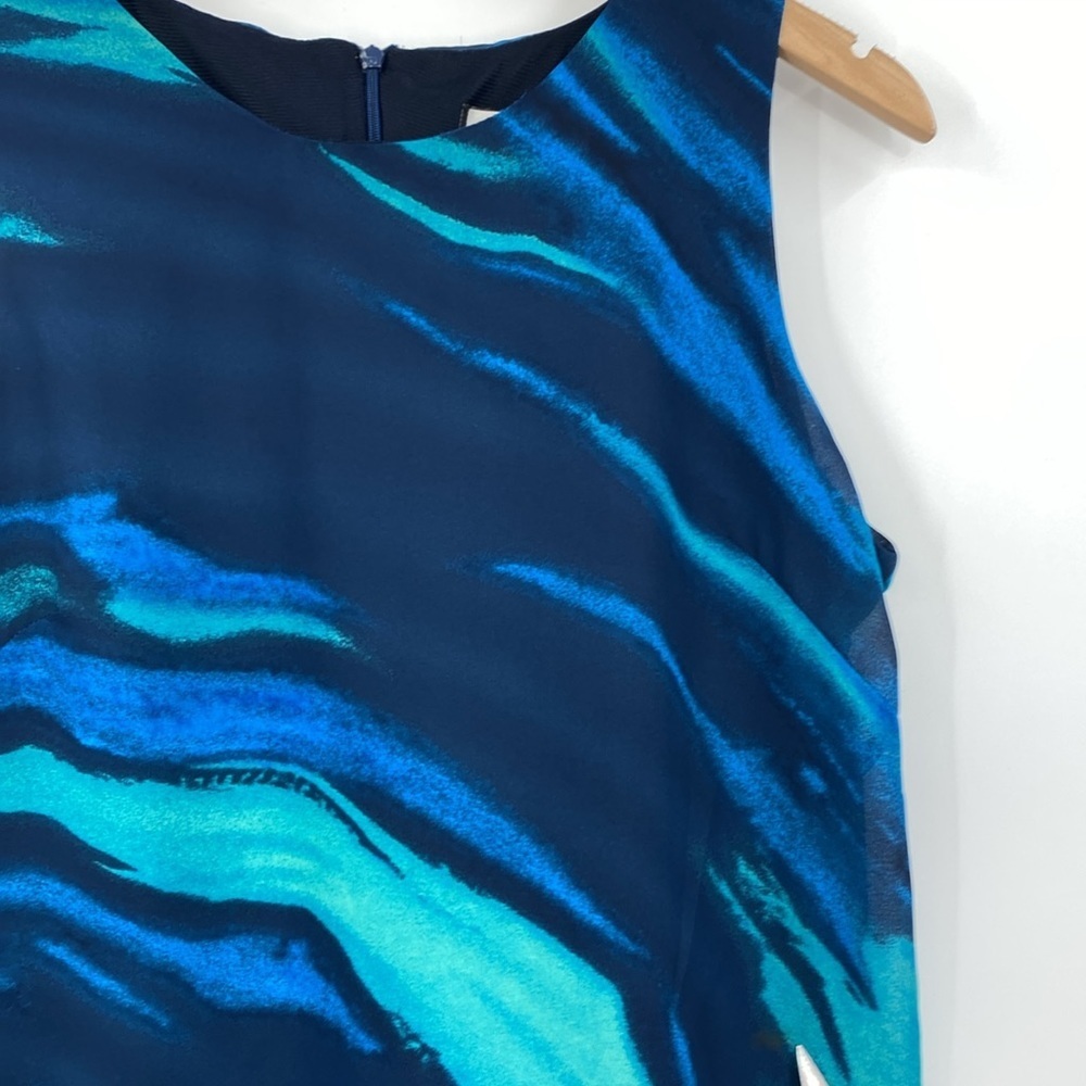 Vintage Mary McFadden‎ Dress Womens 14 Maxi Blue Green Abstract Swirl Sleeveless - Picture 4 of 13